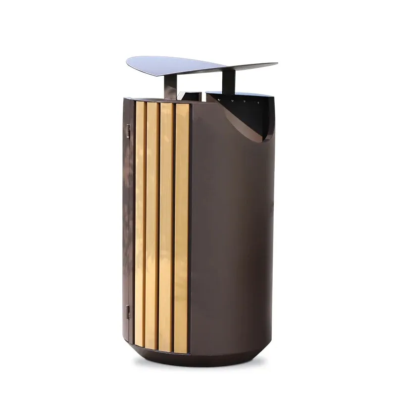 RVS afvalbak 60 liter met houtlook