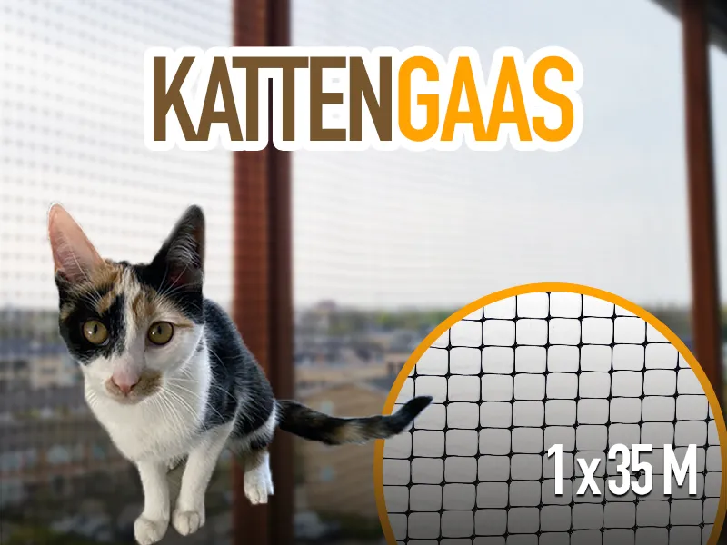 Kattengaas 1 meter breed en 35 meter lang