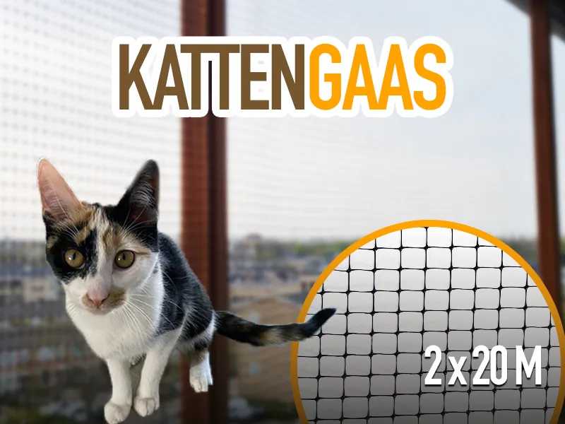 Kattengaas 2 meter breed en 20 meter lang