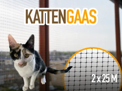 Kattengaas 2 meter breed en 25 meter lang