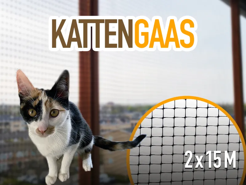 Kattengaas 2 meter breed en 15 meter lang